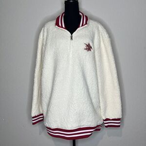 Anheuser Busch Boxercraft Sherpa Quarter zip, Pullover, White & Red, Size 2XL